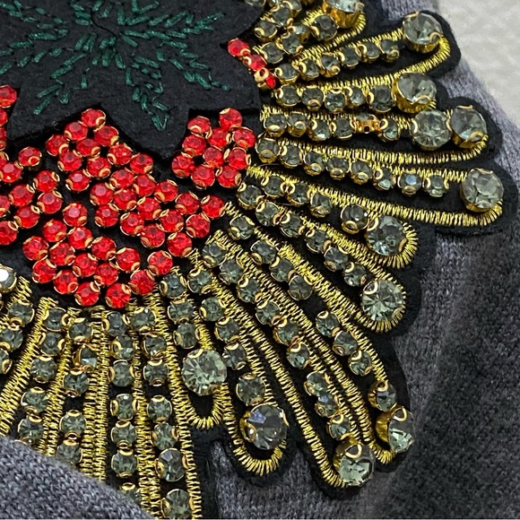 TORY BURCH Style 48123131 Wool Blend Knit Sweater with Rhinestones Patch Size M - Picture 9 of 11